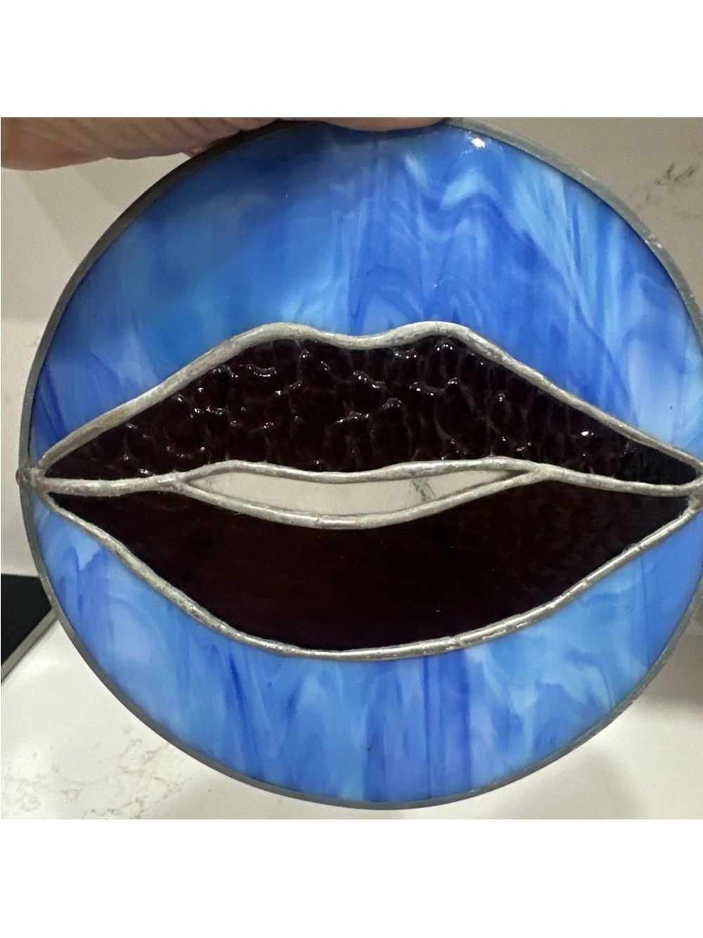 Stained Glass Suncatcher Lips 8.25” Diameter